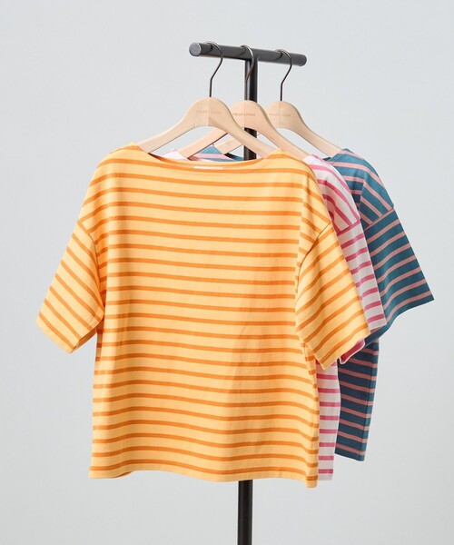 FREAK'S STORE(フリークスストア)の「カラーボーダーバスク半袖Tシャツ(Tシャツ/カットソー・レディース・サックスブルー/イエロー/オレンジ/アイボリー/ナチュラル・フリ-)」の18枚目の写真