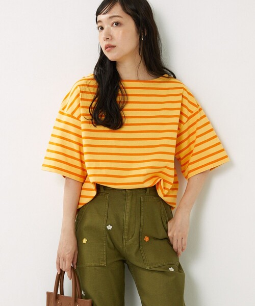 FREAK'S STORE(フリークスストア)の「カラーボーダーバスク半袖Tシャツ(Tシャツ/カットソー・レディース・サックスブルー/イエロー/オレンジ/アイボリー/ナチュラル・フリ-)」の11枚目の写真