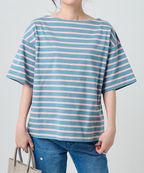 FREAK'S STORE(フリークスストア)の「カラーボーダーバスク半袖Tシャツ(Tシャツ/カットソー・レディース・サックスブルー/イエロー/オレンジ/アイボリー/ナチュラル・フリ-)」の16枚目の写真