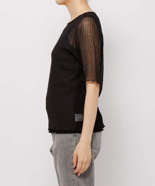 mysty woman（ミスティウーマン）の「幾何柄シアープリーツプルオーバー 285712（Tシャツ/カットソー・レディース・ブラック/ベージュ/オフホワイト/オレンジ・FREE）」の13枚目の写真