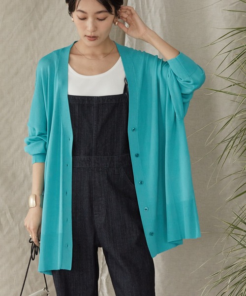 AMERICAN HOLIC（アメリカンホリック）の「接触冷感ミディニットカーディガン（カーディガン/ボレロ・レディース・アイボリー/ライトイエロー/サックスブルー/ブルー/ネイビー・M/L）」の3枚目の写真