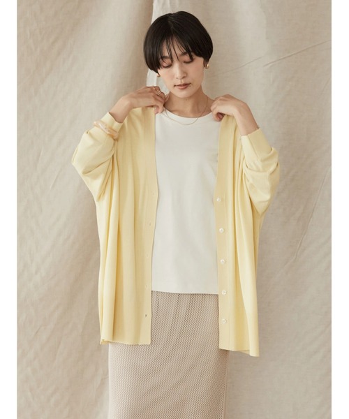 AMERICAN HOLIC（アメリカンホリック）の「接触冷感ミディニットカーディガン（カーディガン/ボレロ・レディース・アイボリー/ライトイエロー/サックスブルー/ブルー/ネイビー・M/L）」の8枚目の写真