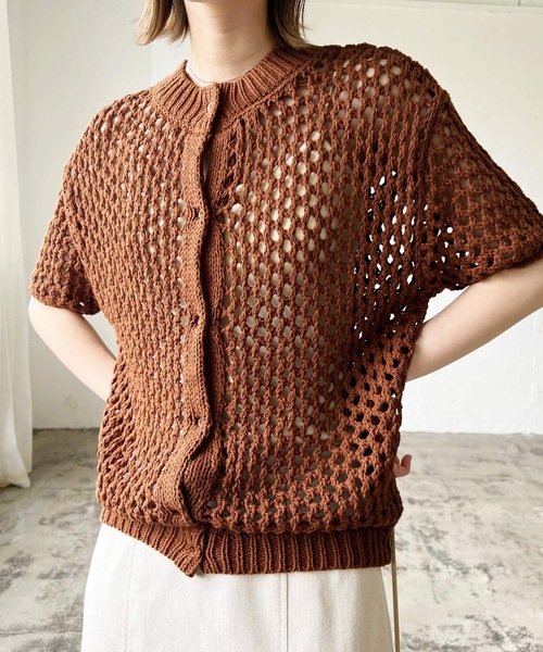 LIAN（リアン）の「2WAYメシュ編みカーディーガン（カーディガン/ボレロ・レディース・アイボリー/ブラック/キャメル・FREE）」の3枚目の写真