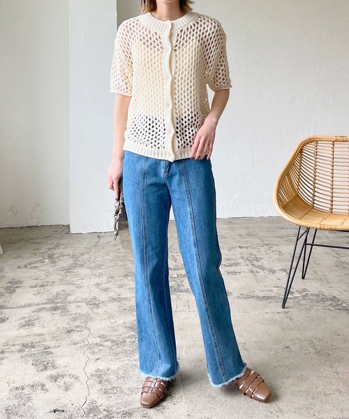 LIAN（リアン）の「2WAYメシュ編みカーディーガン（カーディガン/ボレロ・レディース・アイボリー/ブラック/キャメル・FREE）」の21枚目の写真