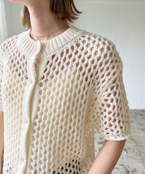 LIAN（リアン）の「2WAYメシュ編みカーディーガン（カーディガン/ボレロ・レディース・アイボリー/ブラック/キャメル・FREE）」の18枚目の写真