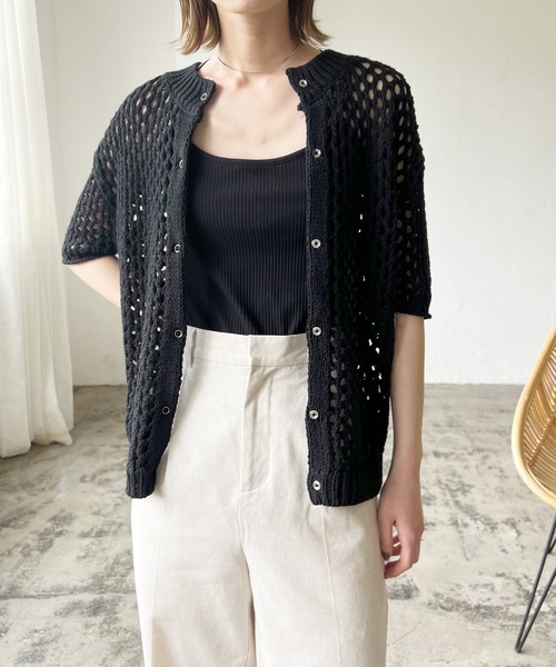 LIAN（リアン）の「2WAYメシュ編みカーディーガン（カーディガン/ボレロ・レディース・アイボリー/ブラック/キャメル・FREE）」の13枚目の写真