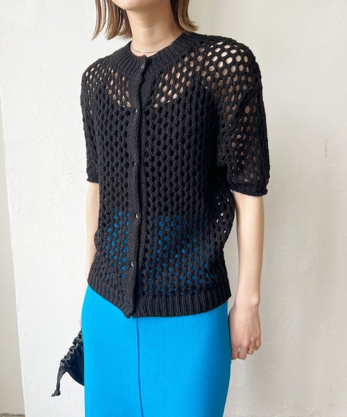 LIAN（リアン）の「2WAYメシュ編みカーディーガン（カーディガン/ボレロ・レディース・アイボリー/ブラック/キャメル・FREE）」の10枚目の写真