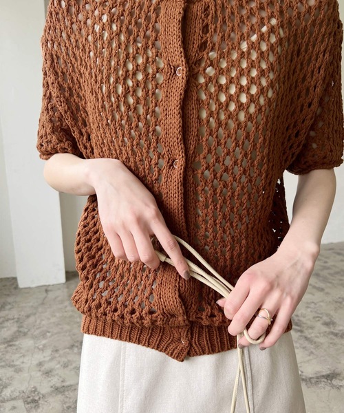 LIAN（リアン）の「2WAYメシュ編みカーディーガン（カーディガン/ボレロ・レディース・アイボリー/ブラック/キャメル・FREE）」の22枚目の写真