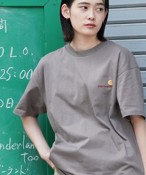 Carhartt WIP（カーハートダブリューアイピー）の「Carhartt WIP / カーハートWIP S/S American Script T-Shirt  アメリカン スクリプト 刺繍 半袖 Tシャツ（Tシャツ/カットソー・メンズ・ホワイト/ブラック/ブラウン/グリーン/グレイッシュベージュ・MEDIUM/LARGE/SMALL/X-LARGE/XX-LARGE）」の6枚目の写真
