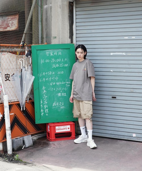 Carhartt WIP（カーハートダブリューアイピー）の「Carhartt WIP / カーハートWIP S/S American Script T-Shirt  アメリカン スクリプト 刺繍 半袖 Tシャツ（Tシャツ/カットソー・メンズ・ホワイト/ブラック/ブラウン/グリーン/グレイッシュベージュ・MEDIUM/LARGE/SMALL/X-LARGE/XX-LARGE）」の9枚目の写真