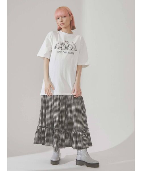 merry jenny（メリージェニー）の「CAT CAT CLUB Tee（Tシャツ/カットソー・レディース・オフホワイト/アイボリー/チャコールグレー・FREE）」の10枚目の写真