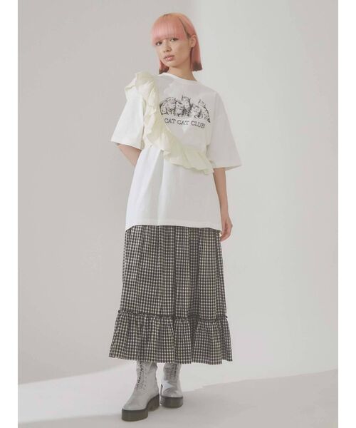 merry jenny（メリージェニー）の「CAT CAT CLUB Tee（Tシャツ/カットソー・レディース・オフホワイト/アイボリー/チャコールグレー・FREE）」の11枚目の写真