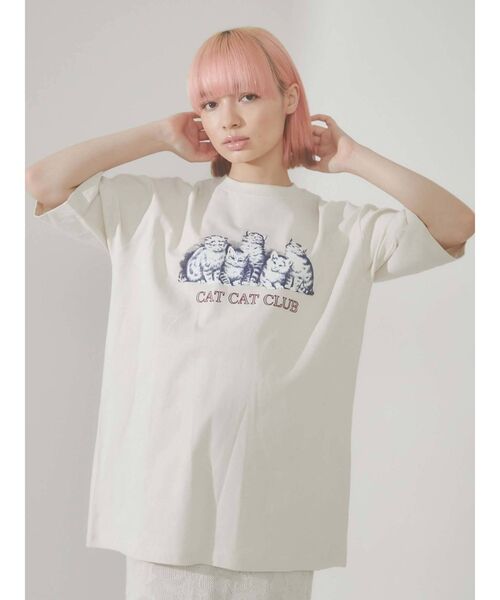 merry jenny（メリージェニー）の「CAT CAT CLUB Tee（Tシャツ/カットソー・レディース・オフホワイト/アイボリー/チャコールグレー・FREE）」の22枚目の写真