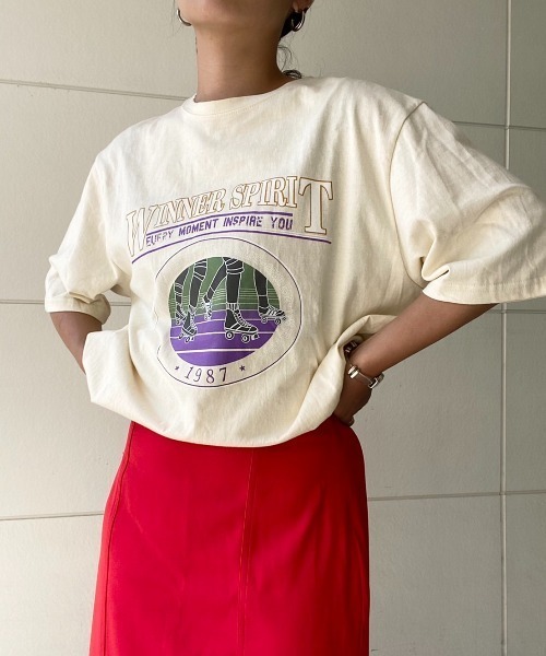 AMAIL(アマイル)の「Skate vintage cloth(Tシャツ/カットソー・レディース・ホワイト/イエロー・FREE)」の1枚目の写真