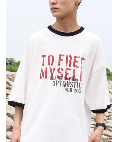 CRAFT STANDARD BOUTIQUE（クラフトスタンダードブティック）の「16/-OE天竺リンガーBIG-TEE　＊（Tシャツ/カットソー・メンズ・ブルー/ネイビー/ブラック・L/M/LL）」の14枚目の写真