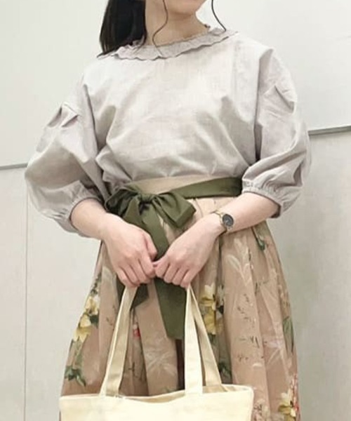 axes femme(アクシーズファム)の「ダブルリボンブラウスカーディガン(シャツ/ブラウス・レディース・ネイビー/グレイッシュベージュ/サックスブルー・FREE)」の4枚目の写真