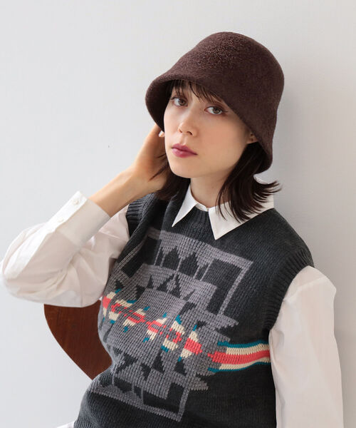 Ray BEAMS(レイビームス)の「Ray BEAMS / ウール チューリップ ハット(ハット・レディース・ブラック/ブラウン・ONE SIZE)」の7枚目の写真