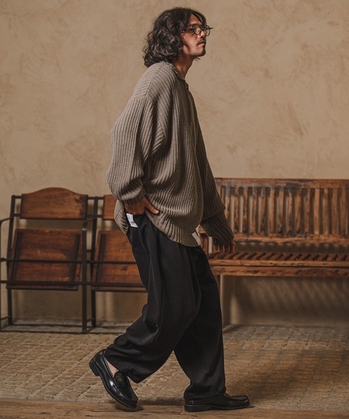 CAMBIO(カンビオ)の「mp10215-Melton Wide Easy Pants イージーパンツ(その他パンツ・メンズ・アイボリー/カーキ/ブラック・M/L)」の11枚目の写真