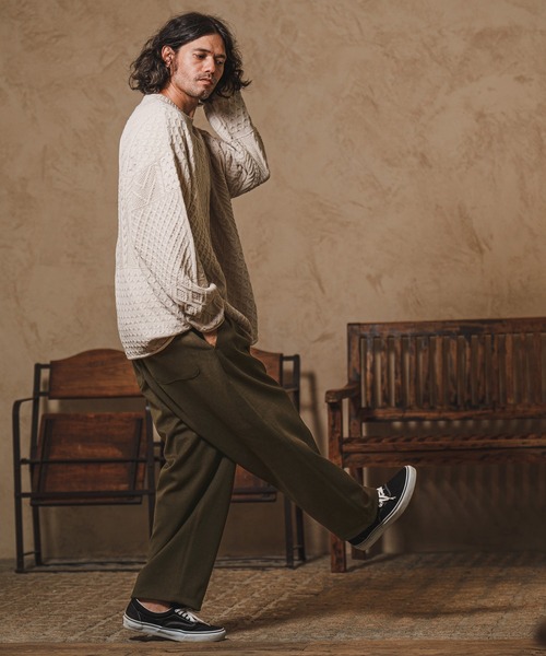 CAMBIO(カンビオ)の「mp10215-Melton Wide Easy Pants イージーパンツ(その他パンツ・メンズ・アイボリー/カーキ/ブラック・M/L)」の5枚目の写真