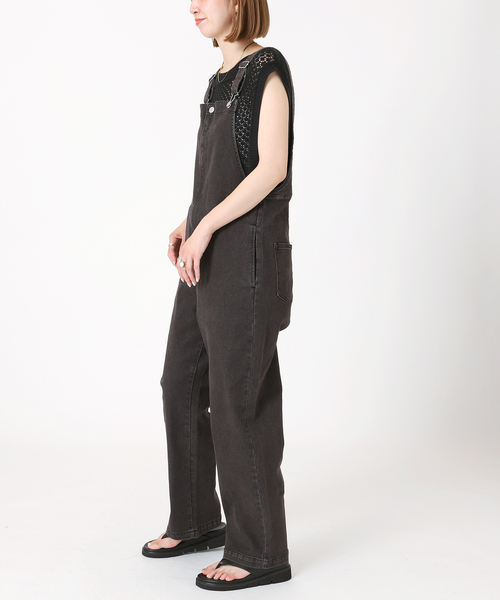 B.C STOCK(ベーセーストック)の「ワークデニムサロペット(サロペット/オーバーオール・レディース・ブラック/ベージュ・FREE)」の4枚目の写真