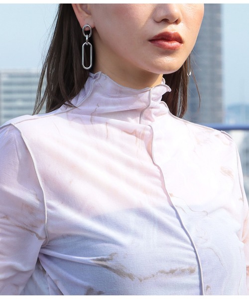 Settimissimo（セッティミッシモ）の「マーブル柄アウトシームシアープルオーバー（Tシャツ/カットソー・レディース・ベージュ/ラベンダー・FREE）」の7枚目の写真