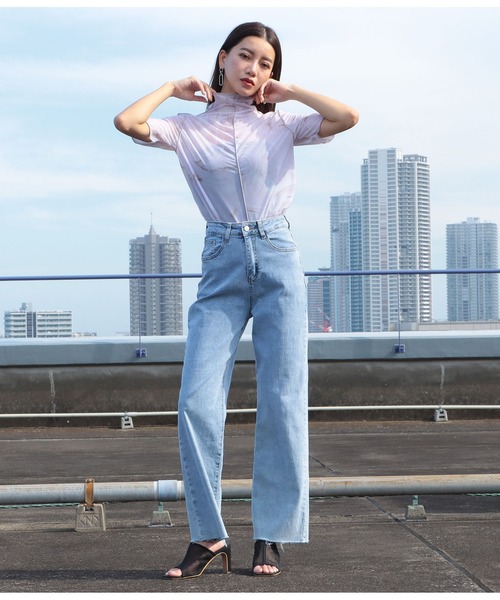 Settimissimo（セッティミッシモ）の「マーブル柄アウトシームシアープルオーバー（Tシャツ/カットソー・レディース・ベージュ/ラベンダー・FREE）」の5枚目の写真