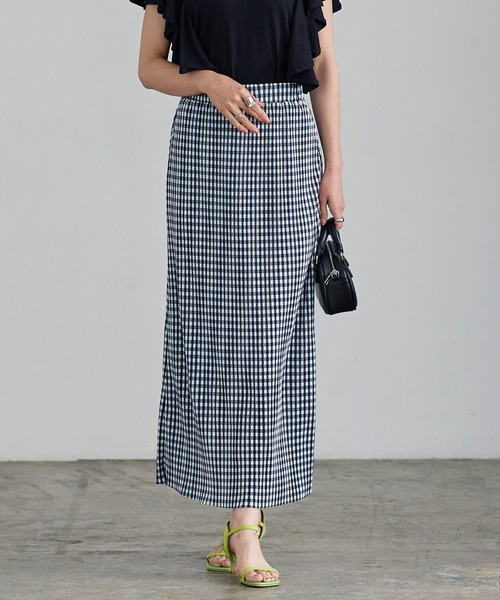 KOBE LETTUCE(コウベレタス)の「セルフカットOKチェック柄スカート(スカート・レディース・イエロー/グリーン/ブラック・FREE)」の2枚目の写真