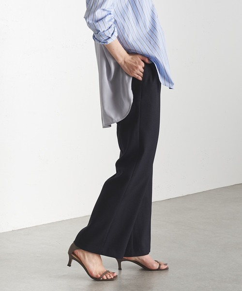 COLLAGE GALLARDAGALANTE（コラージュガリャルダガランテ）の「美脚見え/着心地バツグン/ウールライクソフトフレアパンツ/手洗い可/セットアップ可（スラックス・レディース・ベージュ/ネイビー/チャコールグレー・1/0）」の9枚目の写真