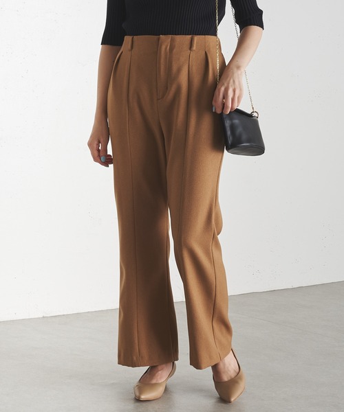 COLLAGE GALLARDAGALANTE（コラージュガリャルダガランテ）の「美脚見え/着心地バツグン/ウールライクソフトフレアパンツ/手洗い可/セットアップ可（スラックス・レディース・ベージュ/ネイビー/チャコールグレー・1/0）」の14枚目の写真