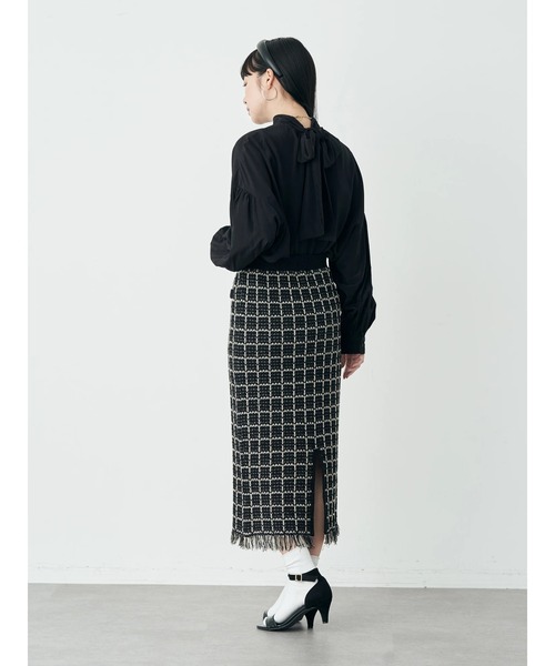 earth music&ecology(アースミュージックアンドエコロジー)の「ニットツイードスカート(スカート・レディース・ブラック/サックスブルー・S/M)」の18枚目の写真