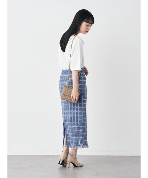 earth music&ecology(アースミュージックアンドエコロジー)の「ニットツイードスカート(スカート・レディース・ブラック/サックスブルー・S/M)」の13枚目の写真