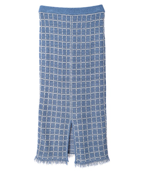 earth music&ecology(アースミュージックアンドエコロジー)の「ニットツイードスカート(スカート・レディース・ブラック/サックスブルー・S/M)」の6枚目の写真