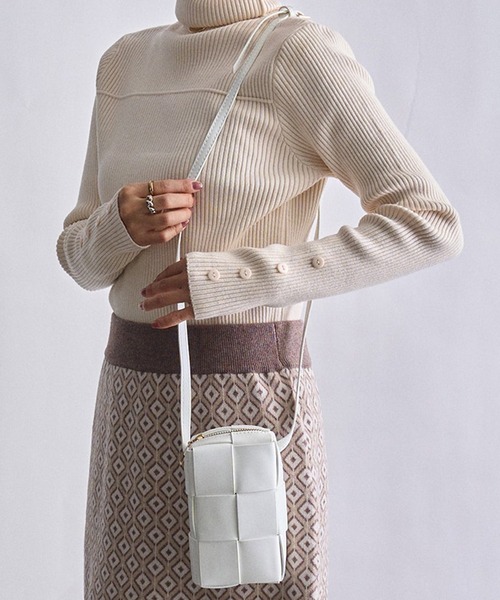 SETUP7(セットアップセブン)の「【SETUP7】イントレチャートPUレザーショルダーバッグ KNF ※(ショルダーバッグ・レディース・ピンク/イエロー/ブルー/グリーン/ブラック/ホワイト・FREE)」の13枚目の写真