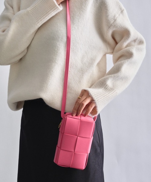 SETUP7(セットアップセブン)の「【SETUP7】イントレチャートPUレザーショルダーバッグ KNF ※(ショルダーバッグ・レディース・ピンク/イエロー/ブルー/グリーン/ブラック/ホワイト・FREE)」の8枚目の写真