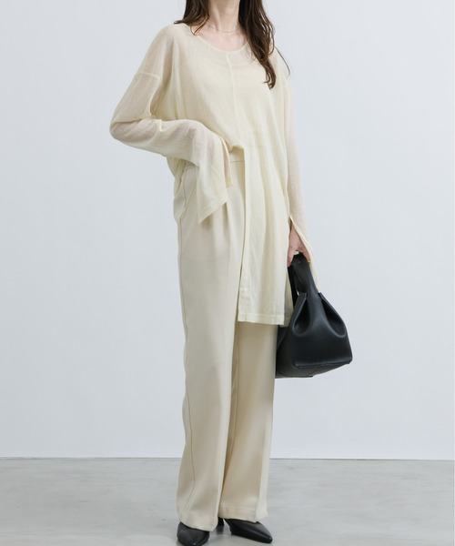 NEUNA（ヌナ）の「【大人レディの透け感。】4WAYシアーロングカットソー（Tシャツ/カットソー・レディース・アイボリー/ブラック/ブラウン・FREE）」の6枚目の写真