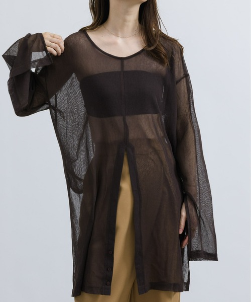 NEUNA（ヌナ）の「【大人レディの透け感。】4WAYシアーロングカットソー（Tシャツ/カットソー・レディース・アイボリー/ブラック/ブラウン・FREE）」の12枚目の写真