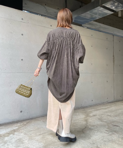 DouDou（ドゥドゥ）の「コーデュロイジャージースカート（スカート・レディース・ブラック/グレー/オフホワイト/ライトグリーン・FREE）」の5枚目の写真