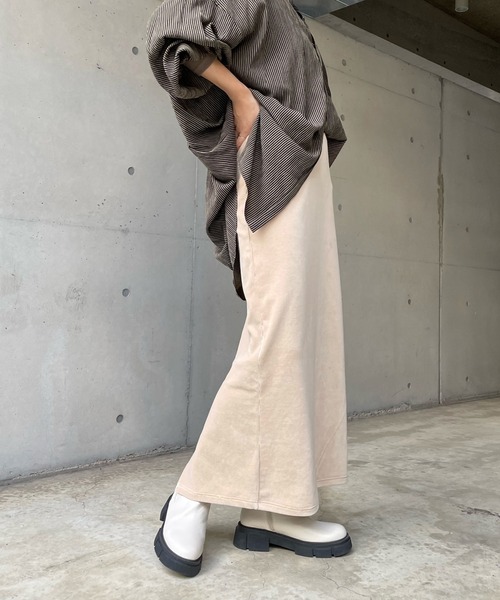 DouDou（ドゥドゥ）の「コーデュロイジャージースカート（スカート・レディース・ブラック/グレー/オフホワイト/ライトグリーン・FREE）」の21枚目の写真