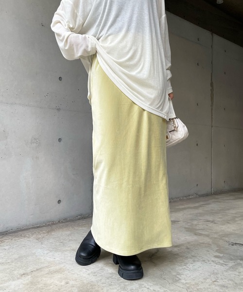 DouDou（ドゥドゥ）の「コーデュロイジャージースカート（スカート・レディース・ブラック/グレー/オフホワイト/ライトグリーン・FREE）」の22枚目の写真