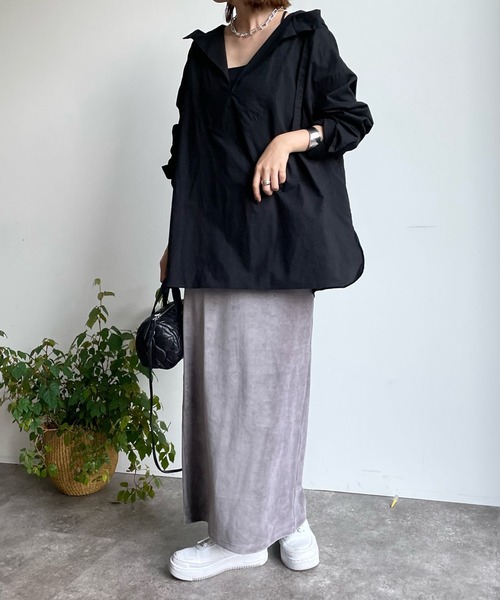 DouDou（ドゥドゥ）の「コーデュロイジャージースカート（スカート・レディース・ブラック/グレー/オフホワイト/ライトグリーン・FREE）」の12枚目の写真