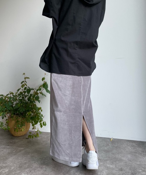 DouDou（ドゥドゥ）の「コーデュロイジャージースカート（スカート・レディース・ブラック/グレー/オフホワイト/ライトグリーン・FREE）」の13枚目の写真