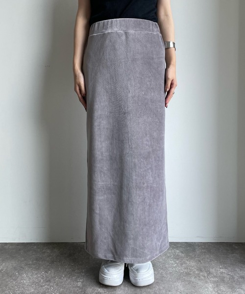 DouDou（ドゥドゥ）の「コーデュロイジャージースカート（スカート・レディース・ブラック/グレー/オフホワイト/ライトグリーン・FREE）」の9枚目の写真