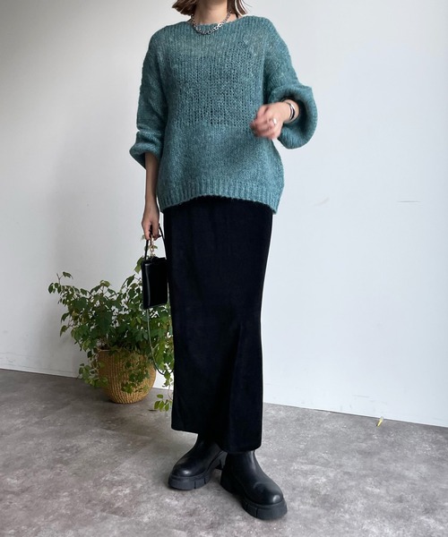 DouDou（ドゥドゥ）の「コーデュロイジャージースカート（スカート・レディース・ブラック/グレー/オフホワイト/ライトグリーン・FREE）」の8枚目の写真