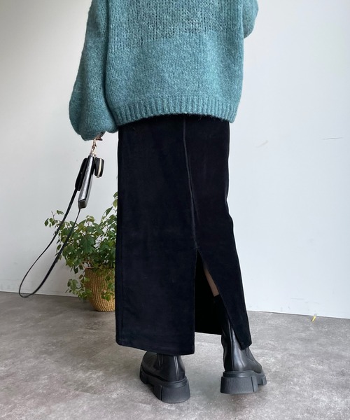 DouDou（ドゥドゥ）の「コーデュロイジャージースカート（スカート・レディース・ブラック/グレー/オフホワイト/ライトグリーン・FREE）」の20枚目の写真