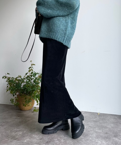 DouDou（ドゥドゥ）の「コーデュロイジャージースカート（スカート・レディース・ブラック/グレー/オフホワイト/ライトグリーン・FREE）」の14枚目の写真