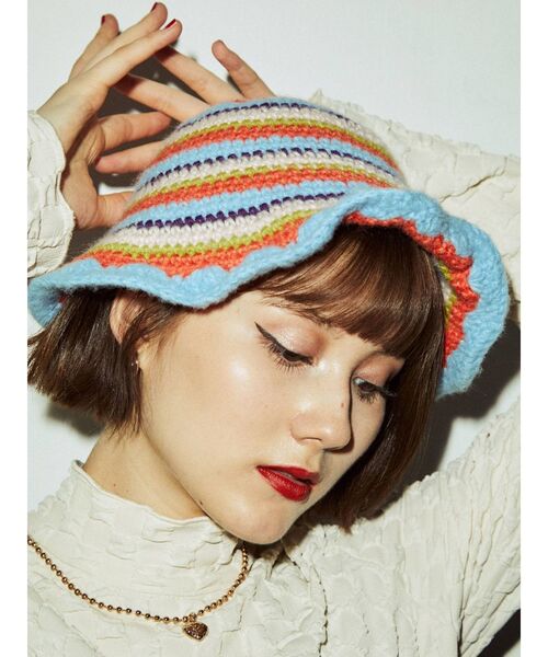 jouetie（ジュエティ）の「ミックスニットハット（ハット・レディース・ブラウン/ブルー・FREE）」の3枚目の写真