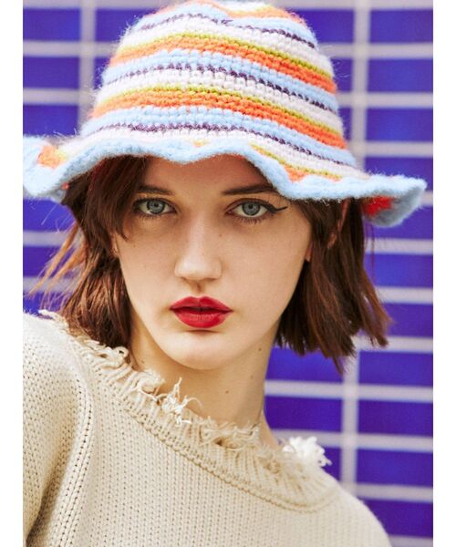 jouetie（ジュエティ）の「ミックスニットハット（ハット・レディース・ブラウン/ブルー・FREE）」の6枚目の写真