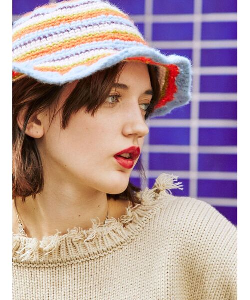 jouetie（ジュエティ）の「ミックスニットハット（ハット・レディース・ブラウン/ブルー・FREE）」の7枚目の写真