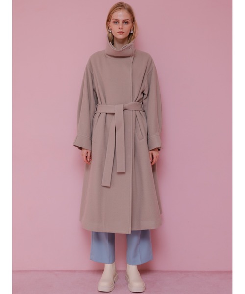 TONAL(トーナル)の「スタンドカラーパフスリーブコート(ノーカラーコート・レディース・オフホワイト/ブルー/ベージュ/ネイビー・36/38)」の19枚目の写真
