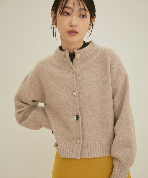 VIS（ビス）の「【洗える】レトロ釦ボリュームスリーブカーディガン（カーディガン/ボレロ・レディース・ブラック/ベージュ/オフホワイト/オレンジ系その他/イエロー/グレー・S/M）」の10枚目の写真